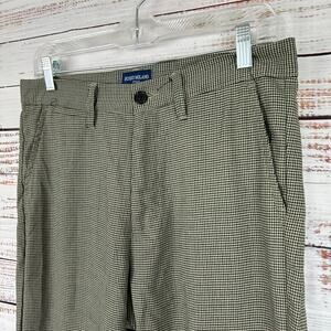 Mens Rosso Milano Brown Herringbone Cotton Blend Slim Fit Work Dress Pants 30X32